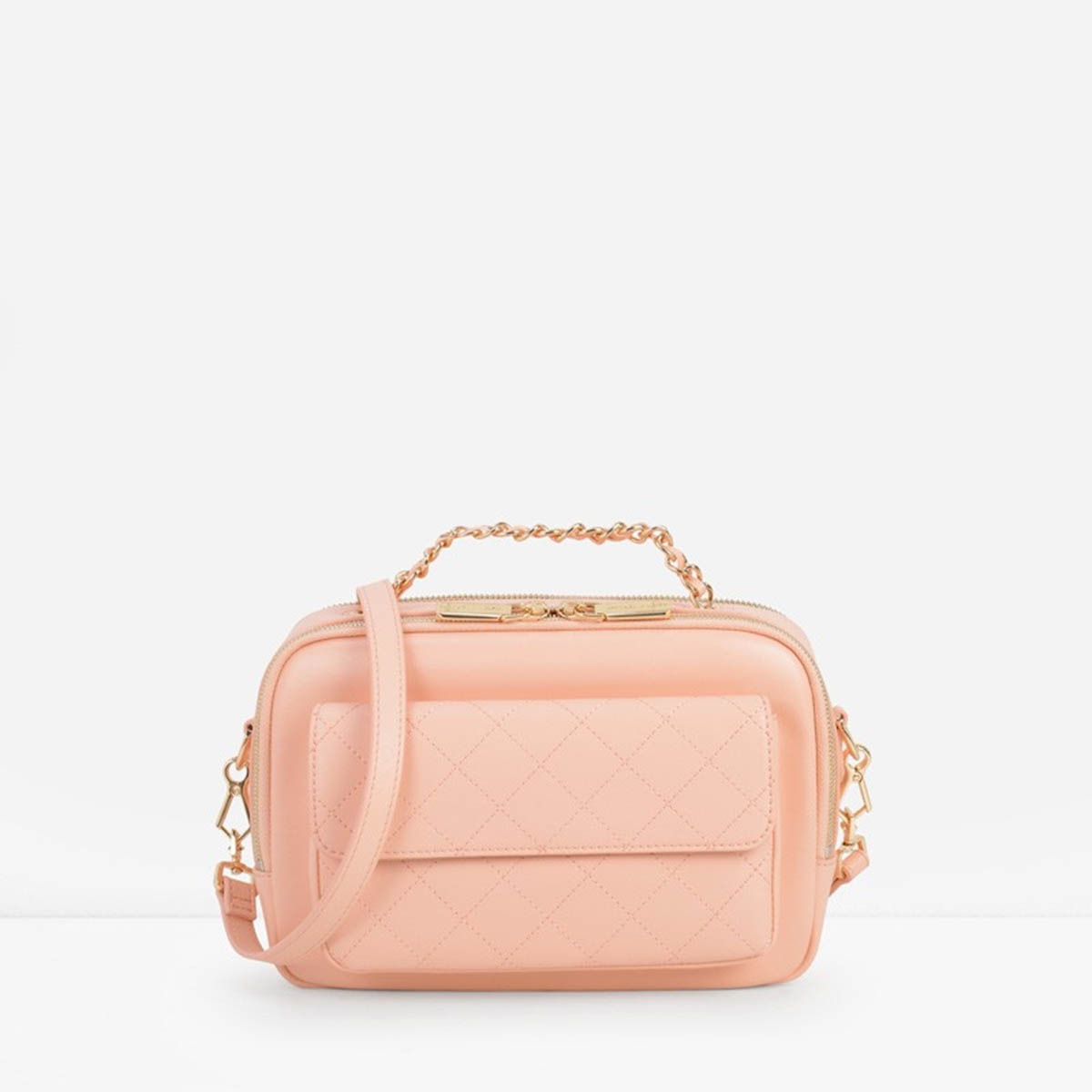 Charles keith quilted pocket crossbody peach ck2 50670391  15020903 0
