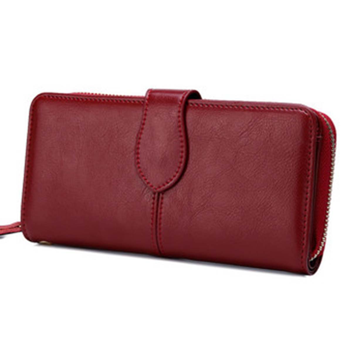Women top grain genuine cow leather wallet real leather long model red intl 2866 5220706 3 product